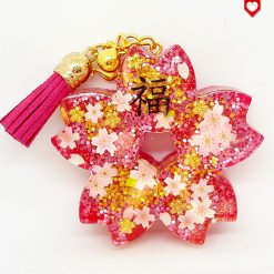 Anhänger Kirschblüte Sakura Glück Quaste Dunkelrot 03