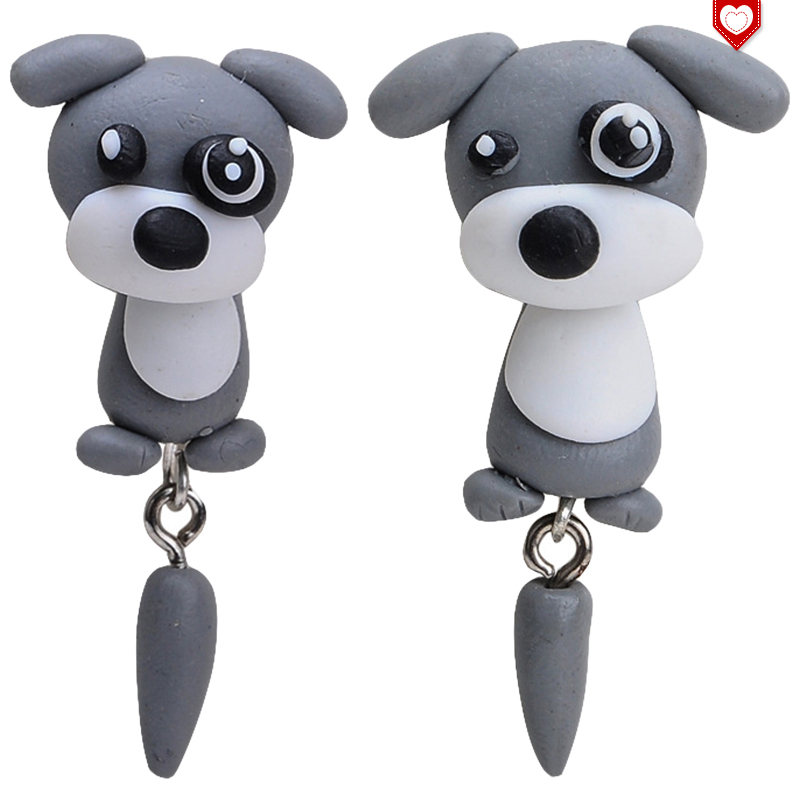 1 Paar Ohrstecker 2teilig Motiv “Verrückter Hund” AMANOSA