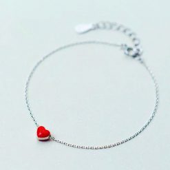 925 Sterling Silber Armband Fusskette Herz 1