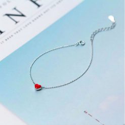 925 Sterling Silber Armband Fusskette Herz 4