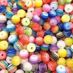 Acryl Perlen gestreift rund 8mm gemischt