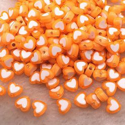 Perlen Herzen 8x4mm 10Stk Orange