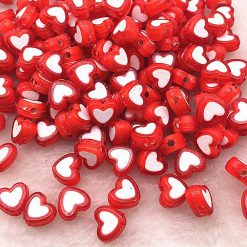 Perlen Herzen 8x4mm 10Stk Rot