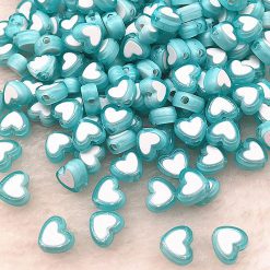 Perlen Herzen 8x4mm 10Stk Tuerkis