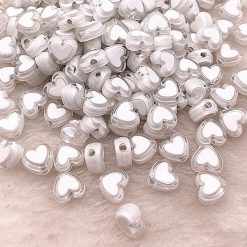 Perlen Herzen 8x4mm 10Stk Weiss