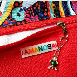 Stoffbeutel Tasche Reissverschluss Innentasche RotBunt 3