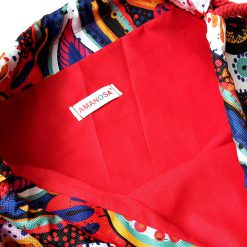 Stoffbeutel Tasche Reissverschluss Innentasche RotBunt 5