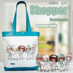 Shopper Einkaufstasche Tasche Krankenschwester hellblau 1