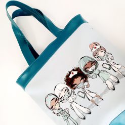 Shopper Einkaufstasche Tasche Krankenschwester hellblau 3