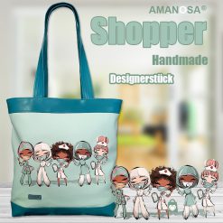 Shopper Einkaufstasche Tasche Krankenschwester türkis 1