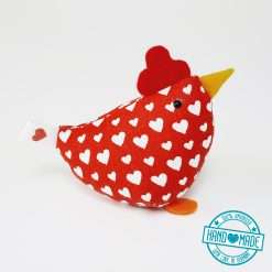 Deko Huhn Osterdeko klein handmade rot Herzen