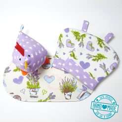 Frühstücksset Eierwärmer Eierhut Deckchen Deko Huhn Lavendel Herz 2