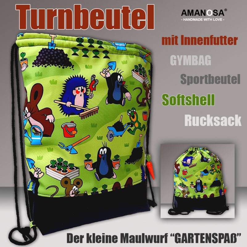 Turnbeutel Rucksack Maulwurf schwarz 1
