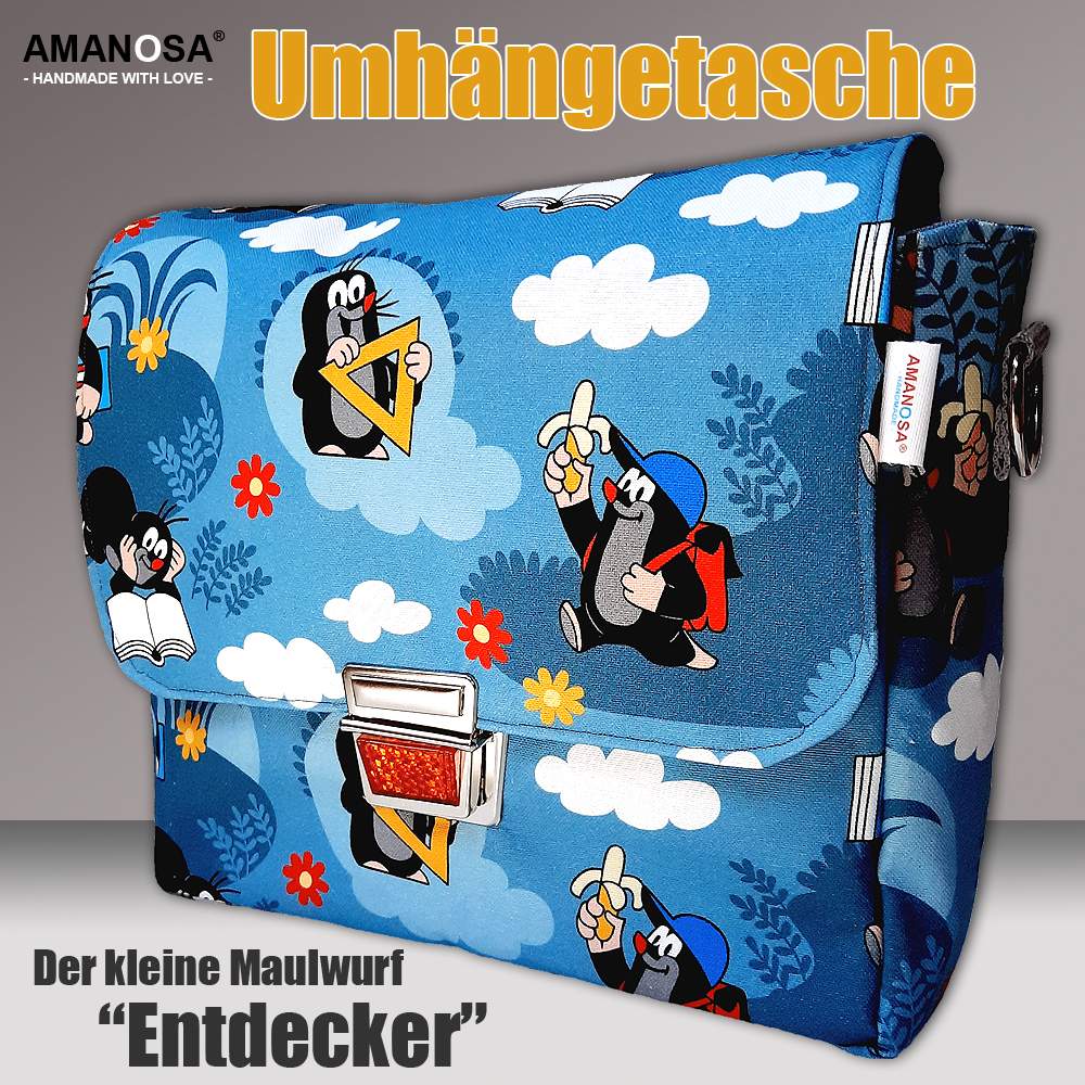 Umhängetasche Maulwurf Mappenverschluss blau 1