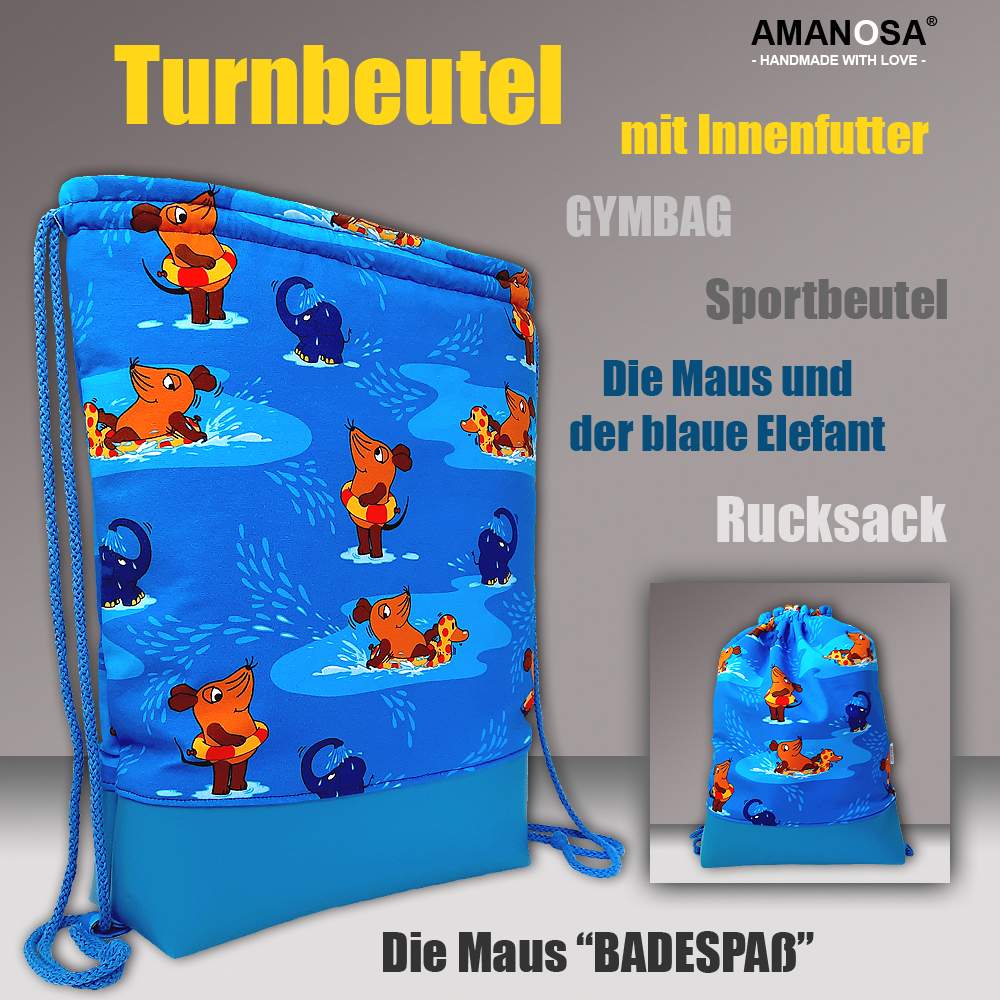 Turnbeutel Sportbeutel Gymbag Rucksack Die Maus 1