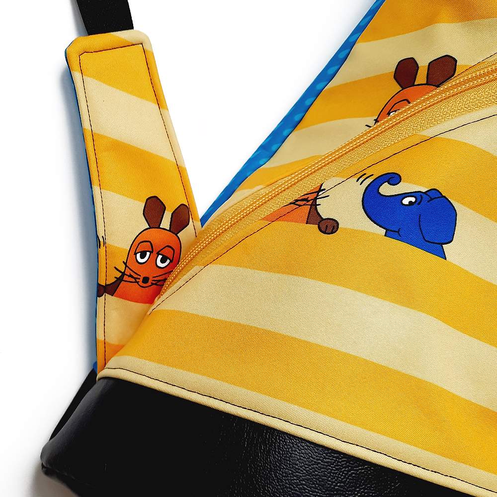 Crossbag Rucksack für Kinder Softshell Umhängetasche Die Maus gelb 4