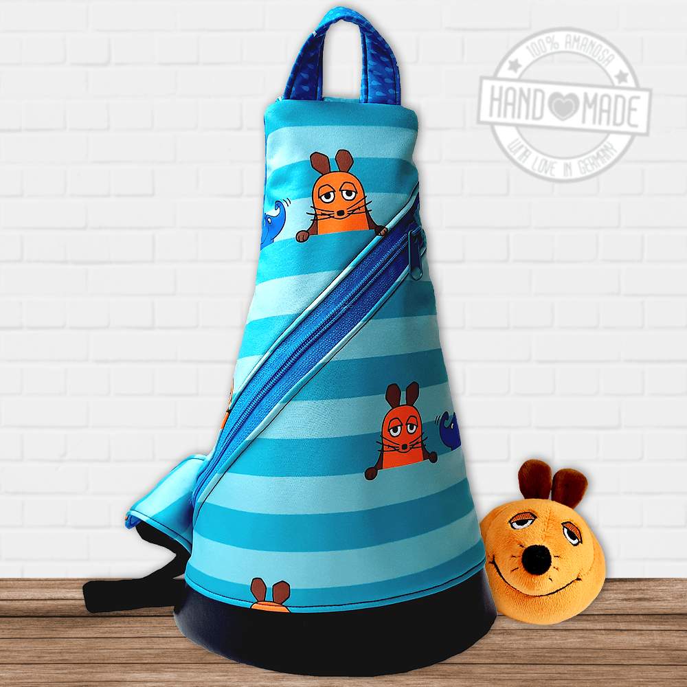 Crossbag Rucksack für Kinder Softshell Umhängetasche Die Maus türkis 1