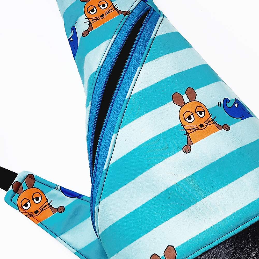 Crossbag Rucksack für Kinder Softshell Umhängetasche Die Maus türkis 3