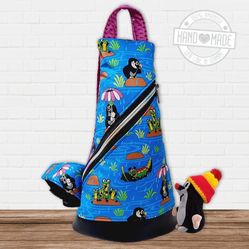 Crossbag Rucksack für Kinder Softshell Der kleine Maulwurf Regentag berry 1