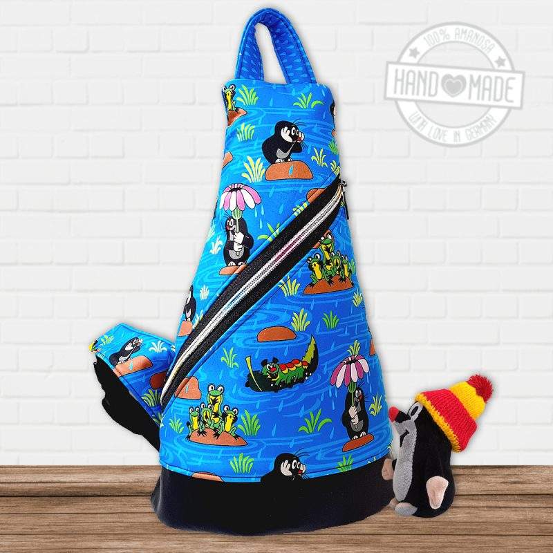 Crossbag Rucksack für Kinder Softshell Der kleine Maulwurf Regentag blau 1