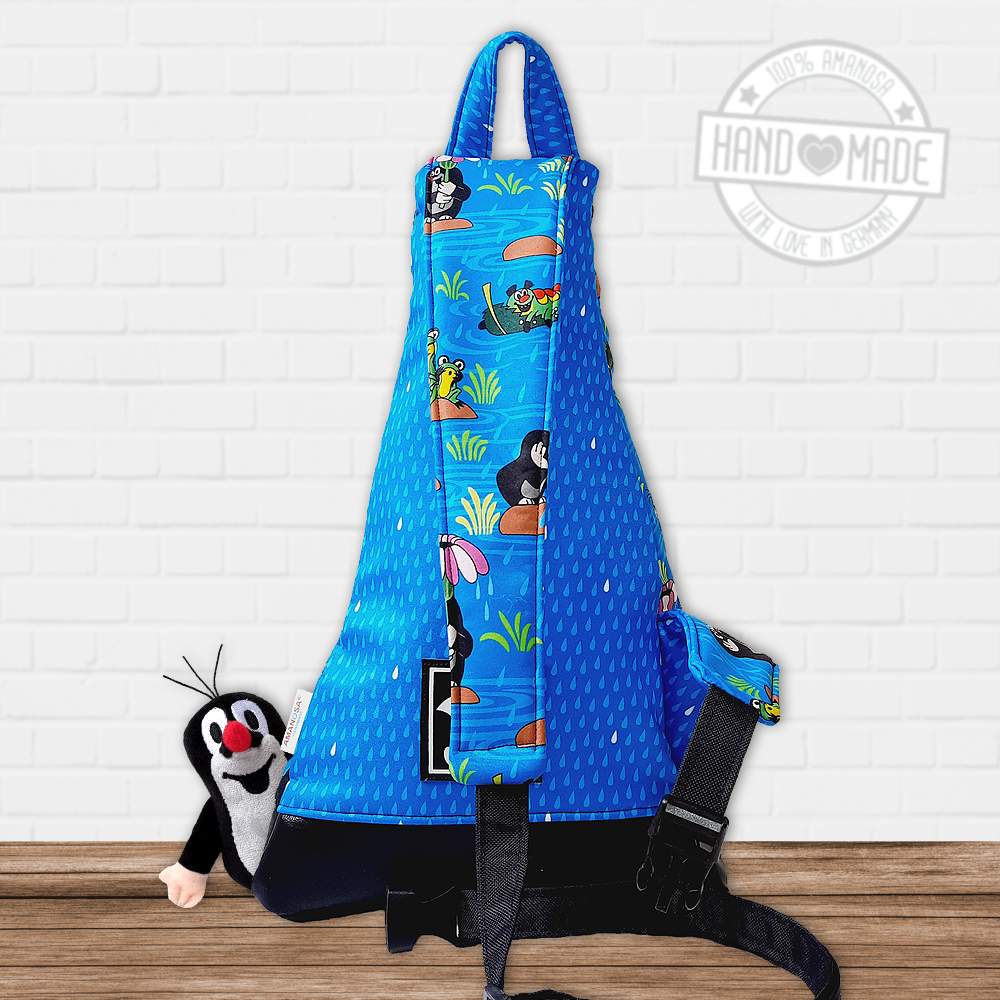 Crossbag Rucksack für Kinder Softshell Der kleine Maulwurf Regentag blau 2