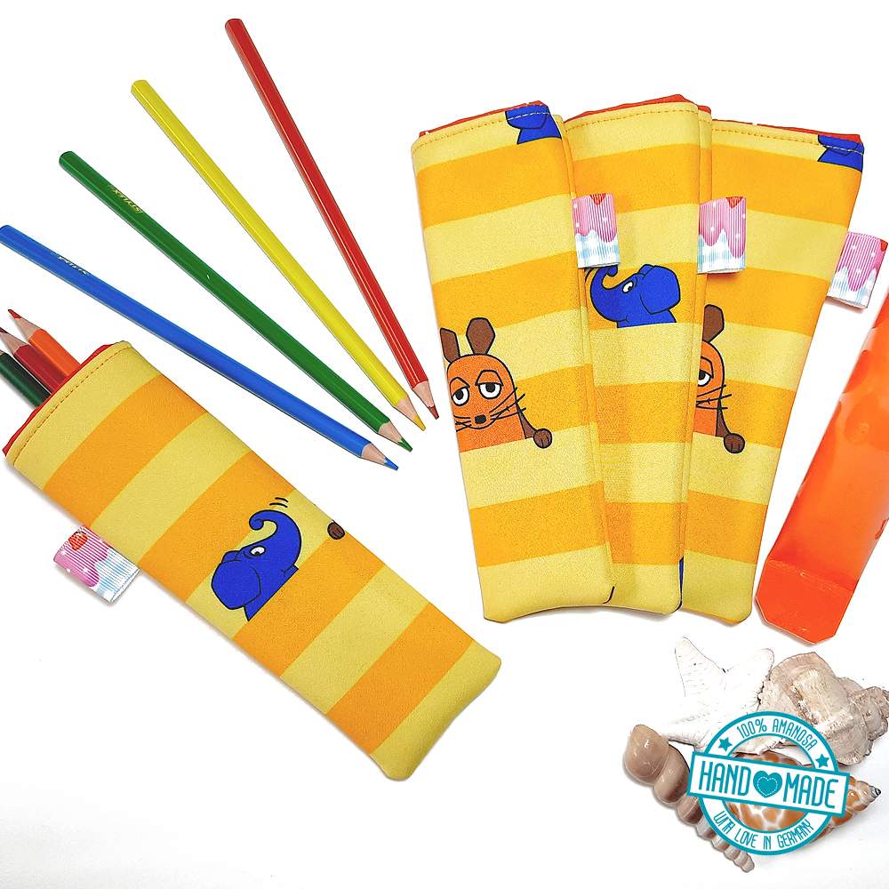 Wassereistasche Wassereishülle Stifteköcher Maus und Elefant gelb 1