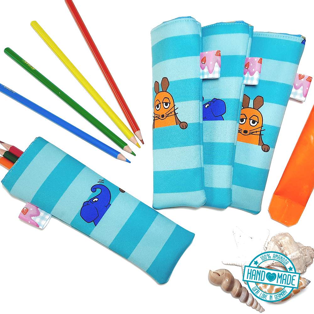 Wassereistasche Wassereishülle Stifteköcher Maus und Elefant türkis 1