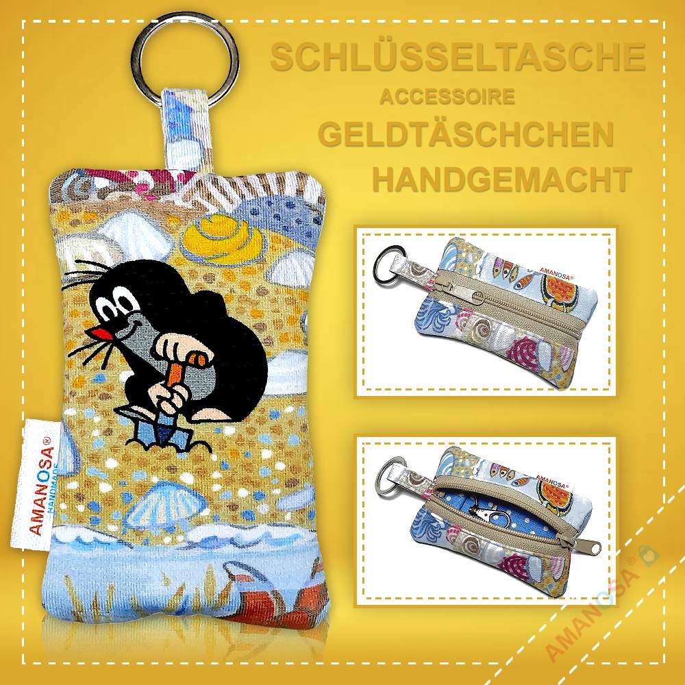 Schlüsselanhänger Der kleine Maulwurf am Strand Pauli mit Reissverschluss Strand