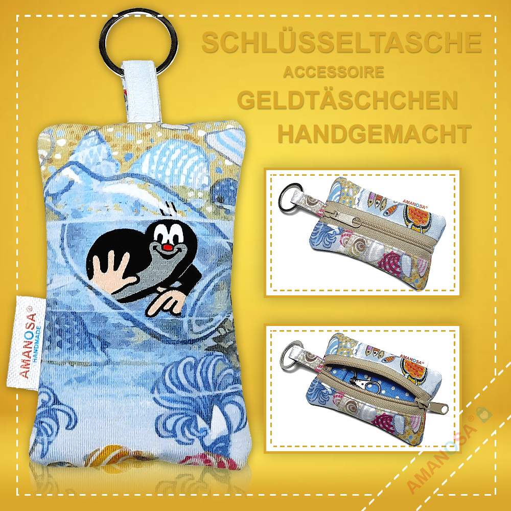 Schlüsselanhänger Der kleine Maulwurf am Strand Pauli mit Reissverschluss Flasche