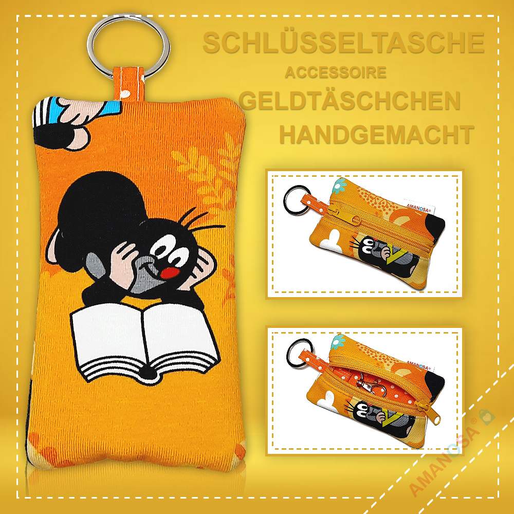 Schlüsselanhänger Der kleine Maulwurf Schule Pauli mit Reissverschluss lesen