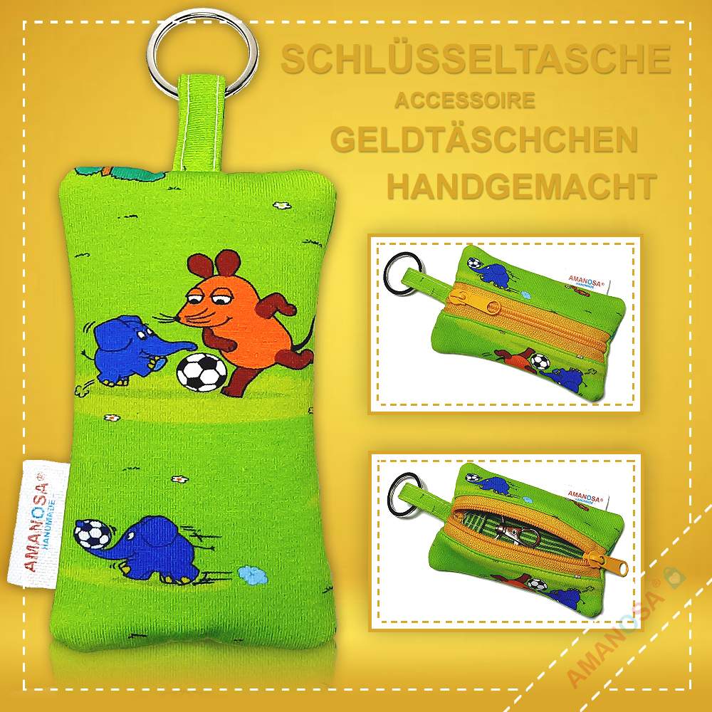 Schlüsselanhänger Die Maus und der kleine Elefant Fussball mit Reissverschluss 2