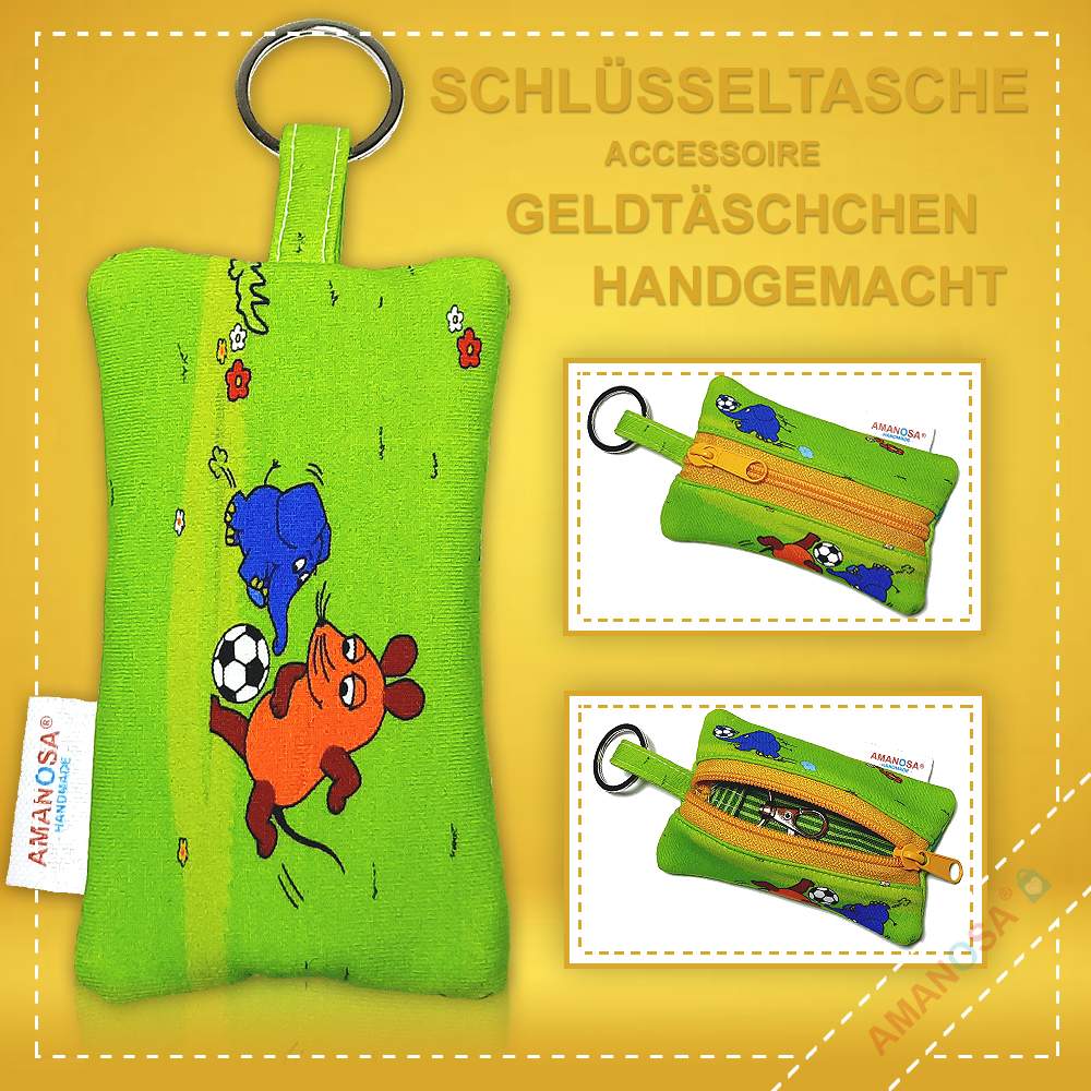Schlüsselanhänger Die Maus und der kleine Elefant Fussball mit Reissverschluss 1